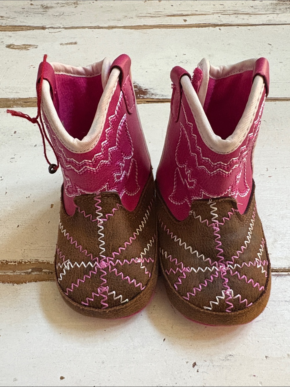Ariat Pink and Brown Kids Western Boots